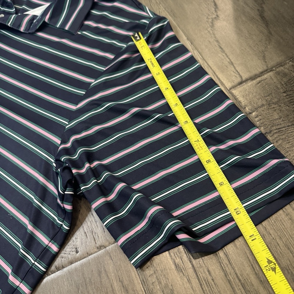 Roundtree And Yorke Performance Striped Short Sleeve Golf Polo Shirt Men's SZ L - Picture 6 of 8